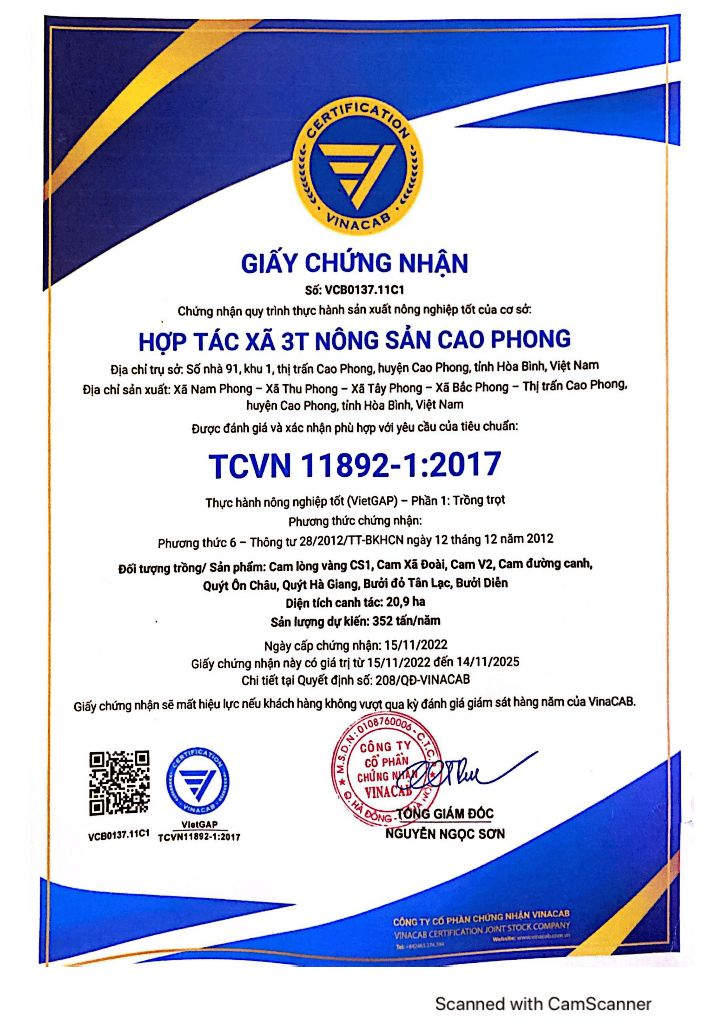 Giấy chứng nhận VINACAB