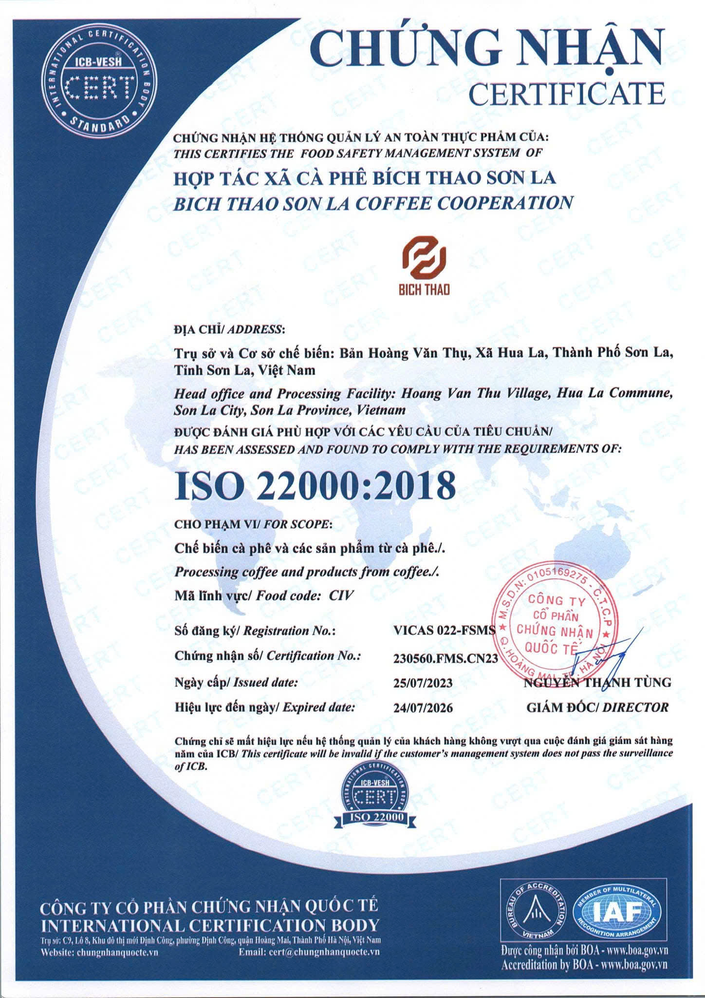 Giấy chứng nhận ICB-VESH CERT