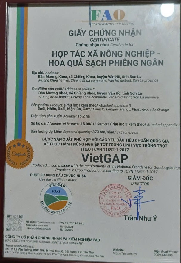 Giấy chứng nhận VietGAP
