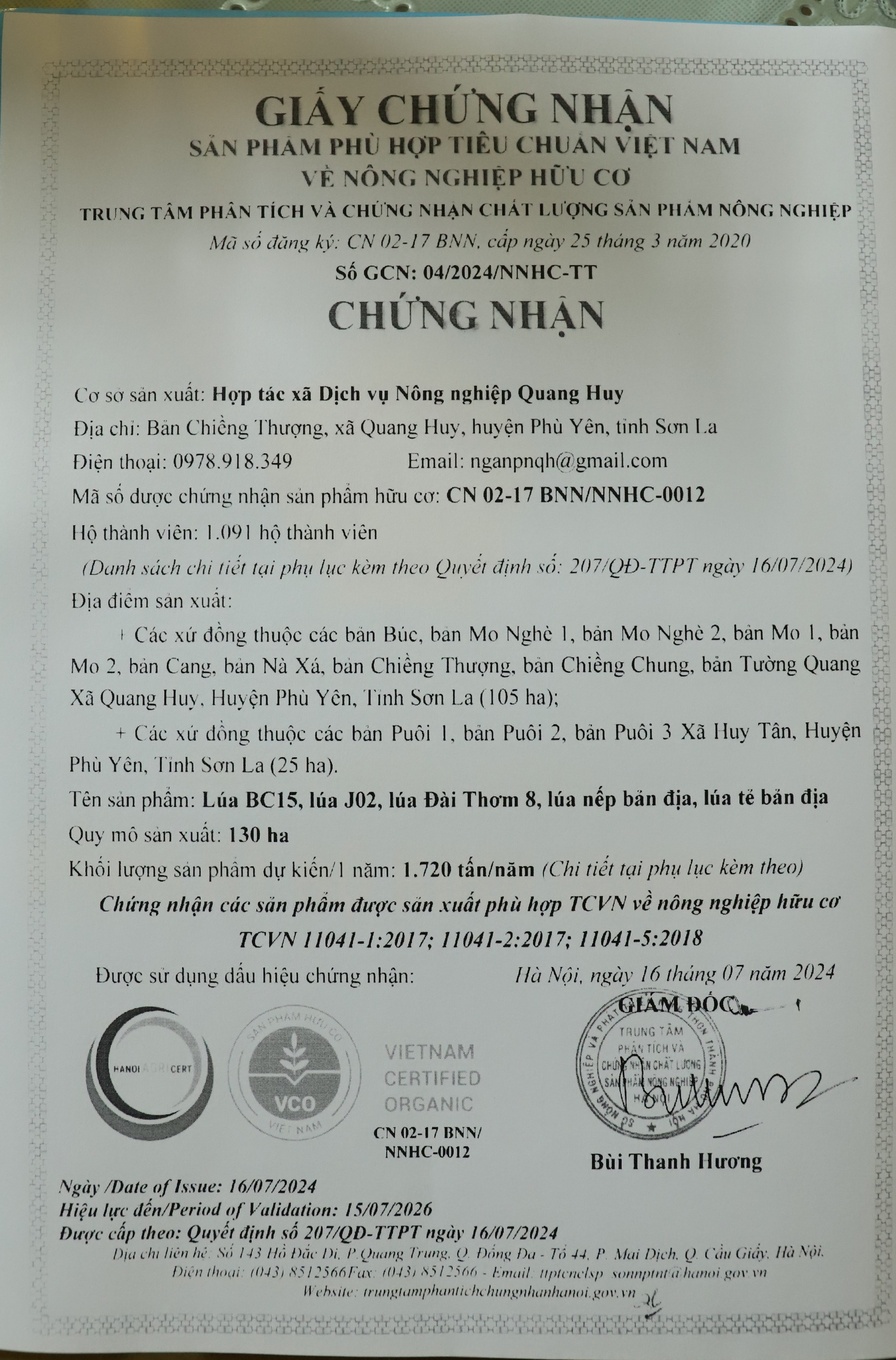 Giấy chứng nhận TQC