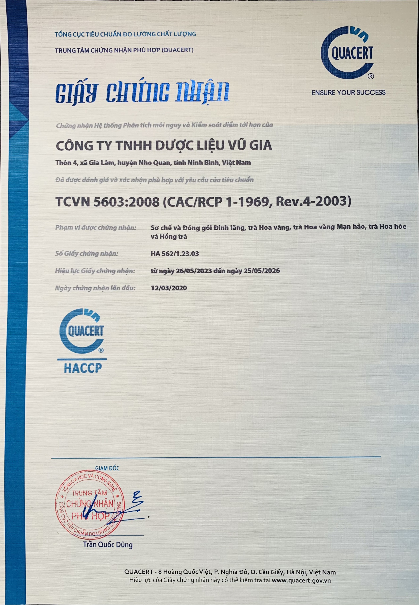 Giấy chứng nhận VN QUACERT